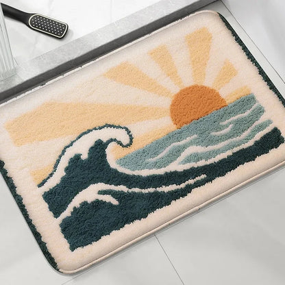 Coconut Tree Bathroom Anti-Slip Floor Mat Shower Room Absorbent Small Carpet Washbasin Rug Home Decor
