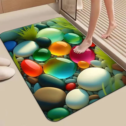 3D Stereoscopic Goose Door Mat Soft Stone Pattern Non-Slip Dirt-Resistant Rug Living Room Home Decor