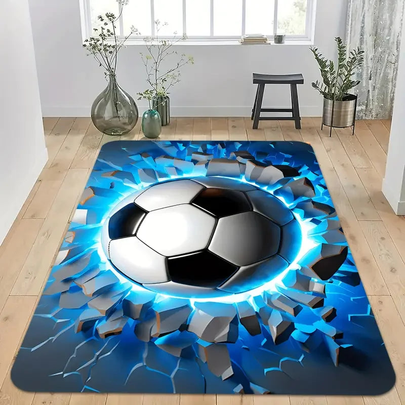 VIKAMA 3D Soccer Ball Non-Slip Play Rug