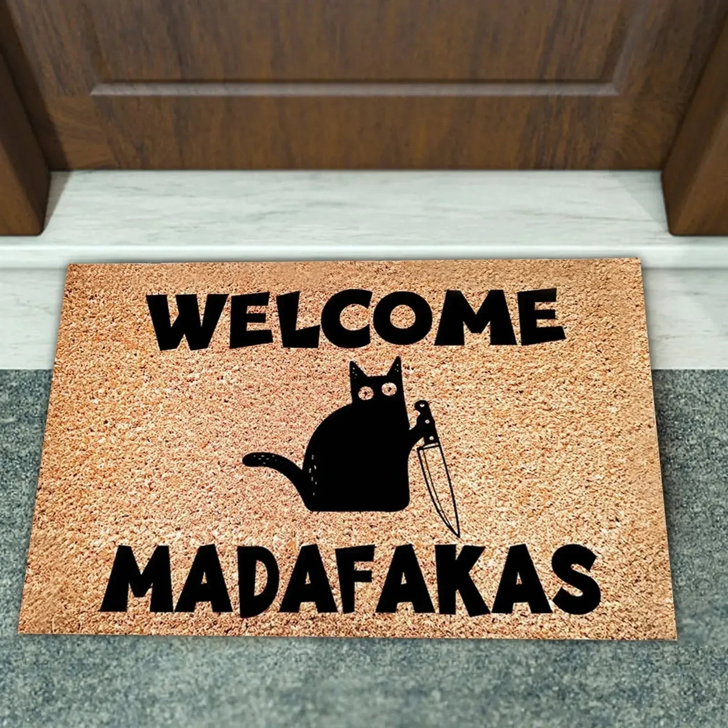 Funny Black Cat Dark Humor Doormat