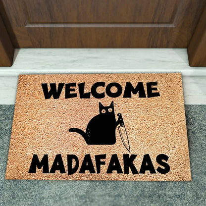 Funny Black Cat Dark Humor Doormat