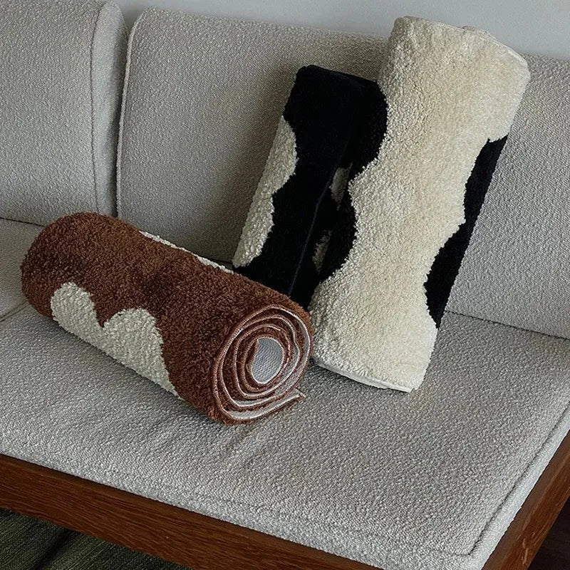 VIKAMA Black White Plush Bedside Rug Soft Bedroom Living Room Home Decor