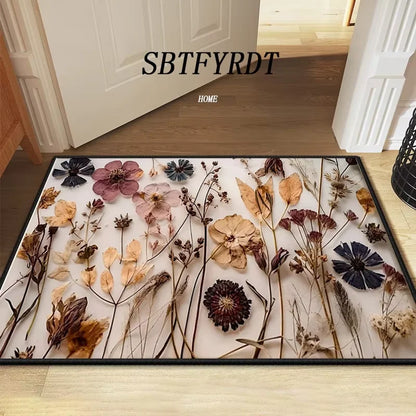 VIKAMA Beautiful Flower Rug Soft Welcome Mat Non-Slip Door Mat Outdoor Carpet Bedroom Living Room Home Decor