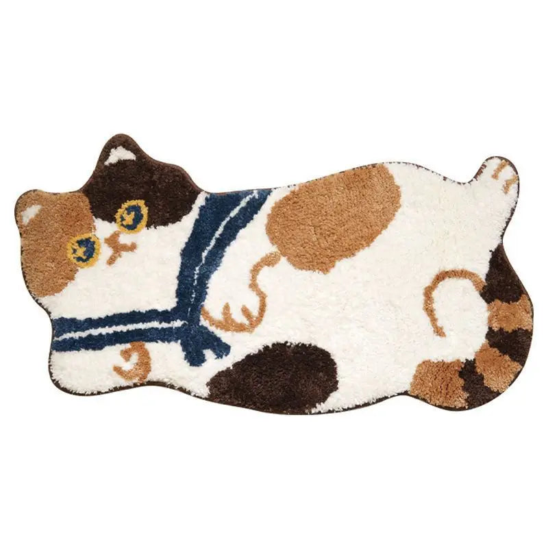 VIKAMA Cute Cat Girl Faux Cashmere Carpet Soft Non-Slip Absorbent Bedroom Bathroom Kitchen Floor Mat