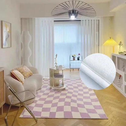 Purple Chessboard Plaid Area Rug
