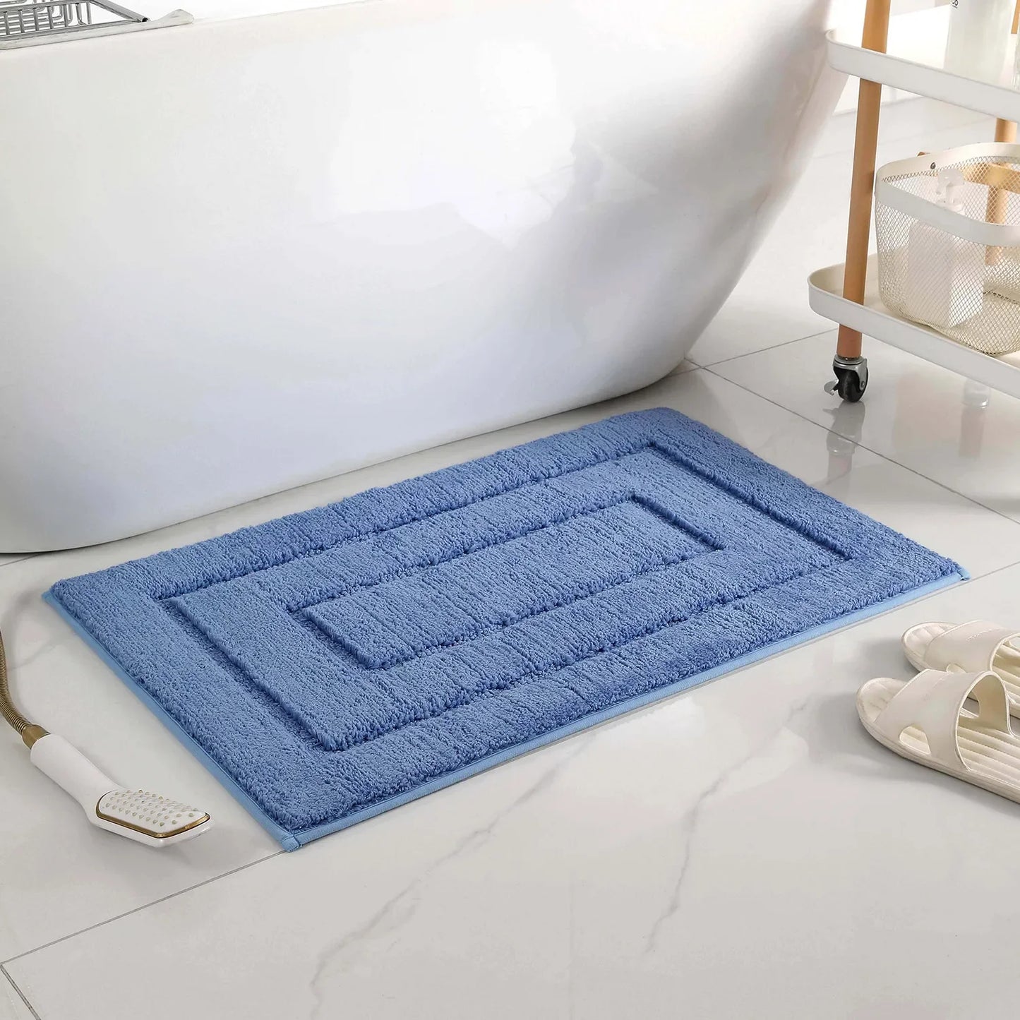 Plush Bathroom Floor Mat Shaped Design Absorbent Non-Slip Foot Rug Bathtub Entrance Door Small Carpet Home Decor