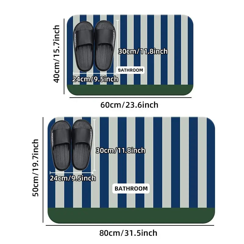 Non-Slip Bath Mat Striped Star Royal Blue Rug Independence Day Bedroom Bathroom Carpet Home Decor
