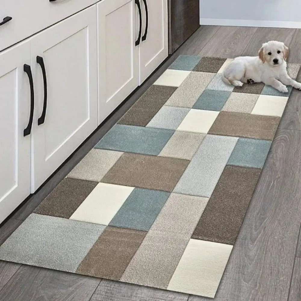 VIKAMA Modern Geometric Non-Slip Runner Rug
