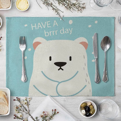 Cute Animal Cotton Linen Kids Placemat Set