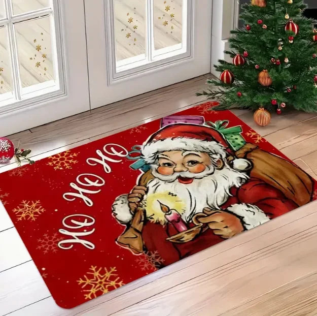 Christmas snowman Santa holiday entrance mat