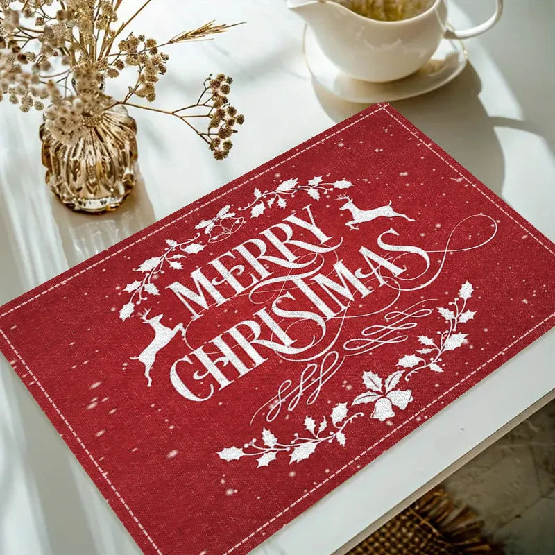 Christmas reindeer linen placemat table mat