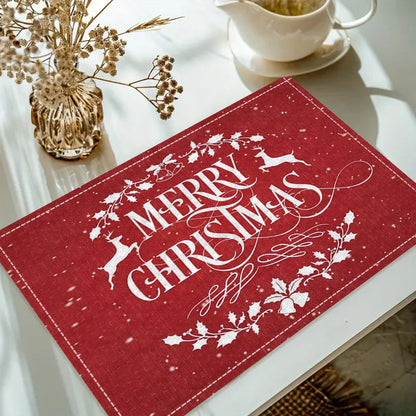 Christmas reindeer linen placemat table mat