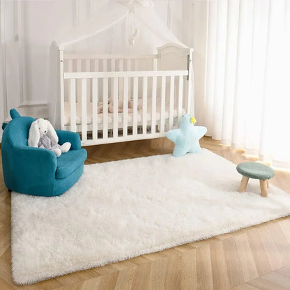 Fluffy Cream White Luxury Wool Area Rug