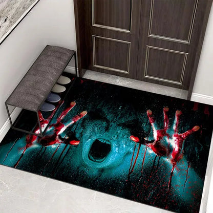 VIKAMA Halloween 3D Sewer Clown Doormat Horror Entry Door Mat Non-Slip Floor Carpet