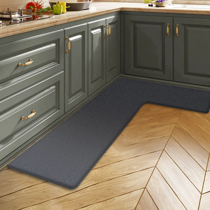 Solid Color L-Shaped Non-Slip Kitchen Mat