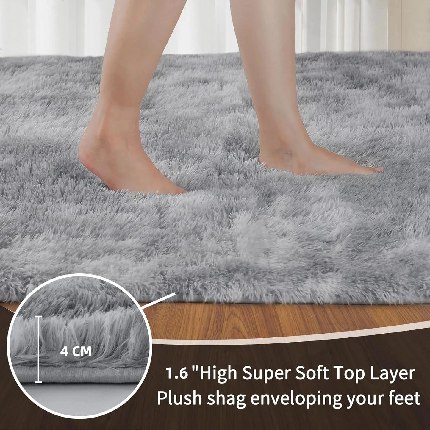 VIKAMA Minimalist Shaggy Soft Fluffy Area Rug