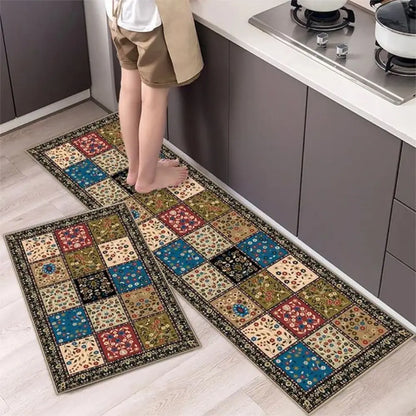 Crystal velvet kitchen anti-slip mat set