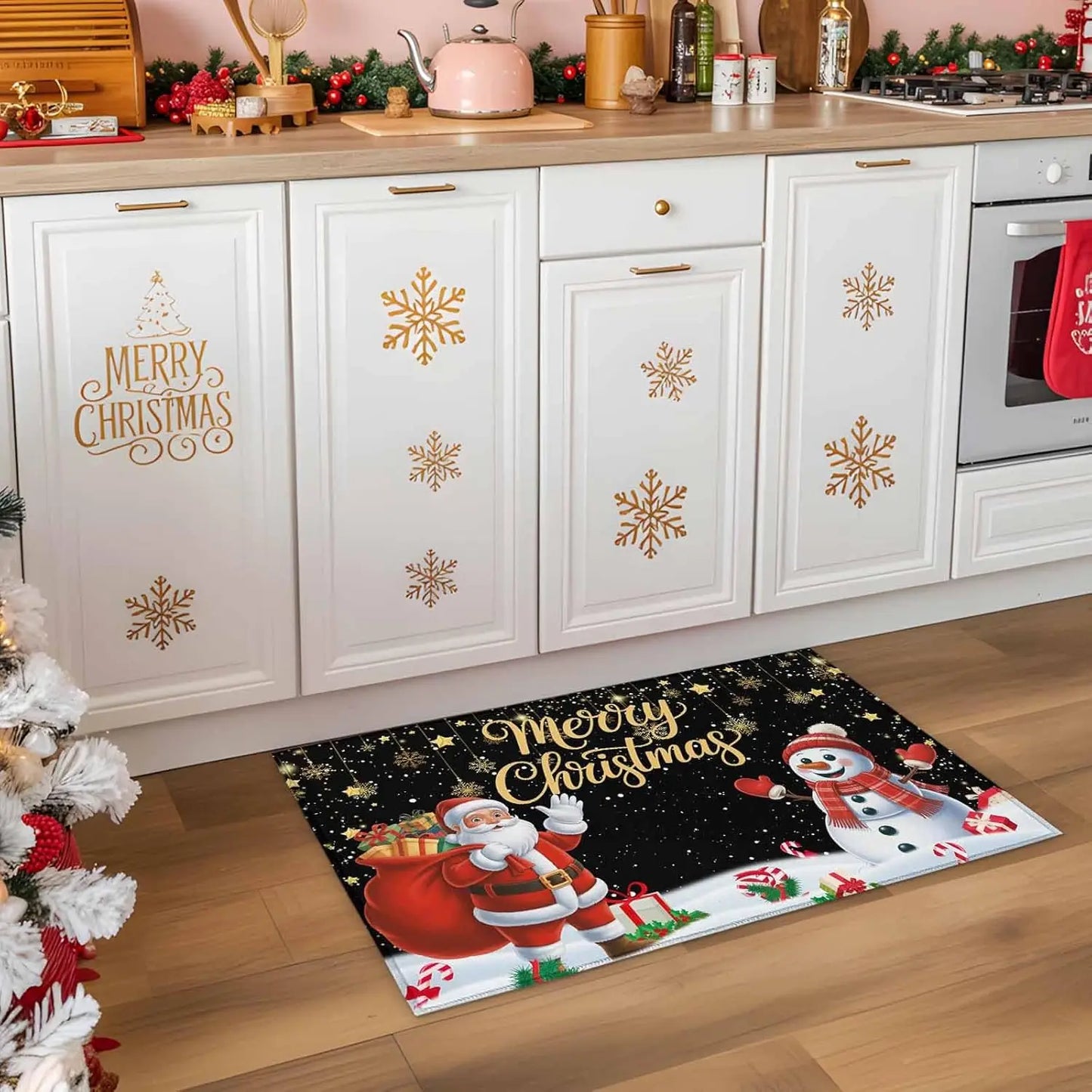 VIKAMA Merry Christmas Santa Claus Snowman Welcome Doormat