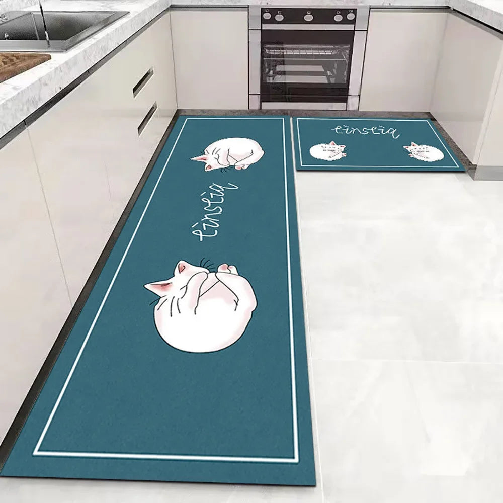 VIKAMA Washable Anti-Slip Kitchen & Bedside Runner Mat Set