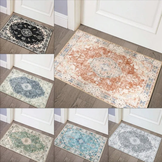 Small Washable Boho Vintage Rug Non-Slip Distressed Farmhouse Carpet Entryway Kitchen Bathroom Bedroom Home Decor