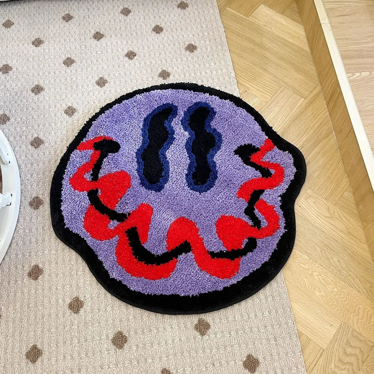 Trippy Smiling Face Tufted Handmade Rug