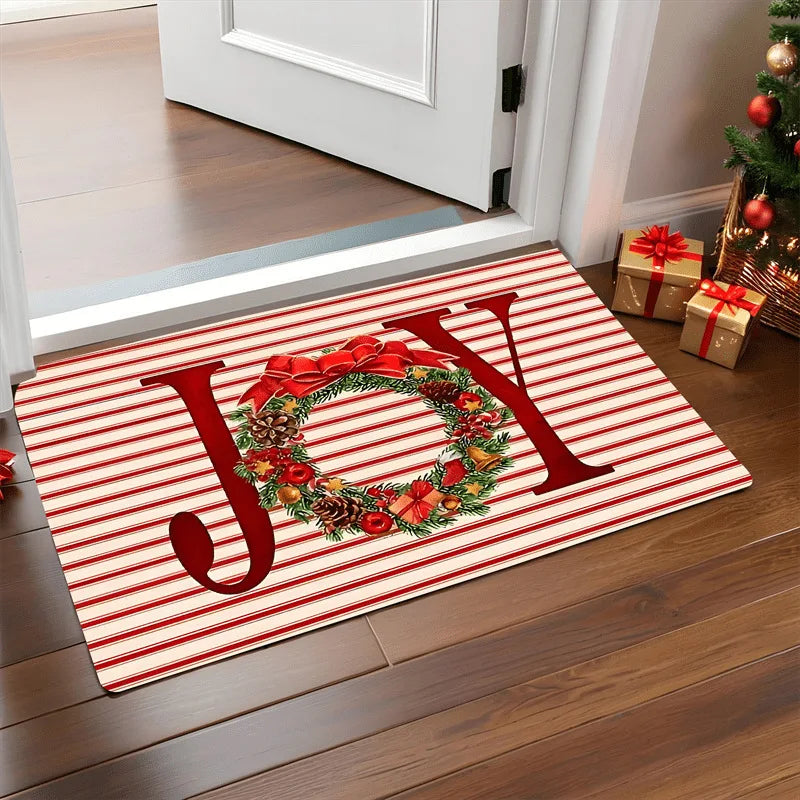 Christmas Door Mat Santa Claus Gingerbread Man Outdoor Indoor Non-Slip Holiday Rug Home Decor