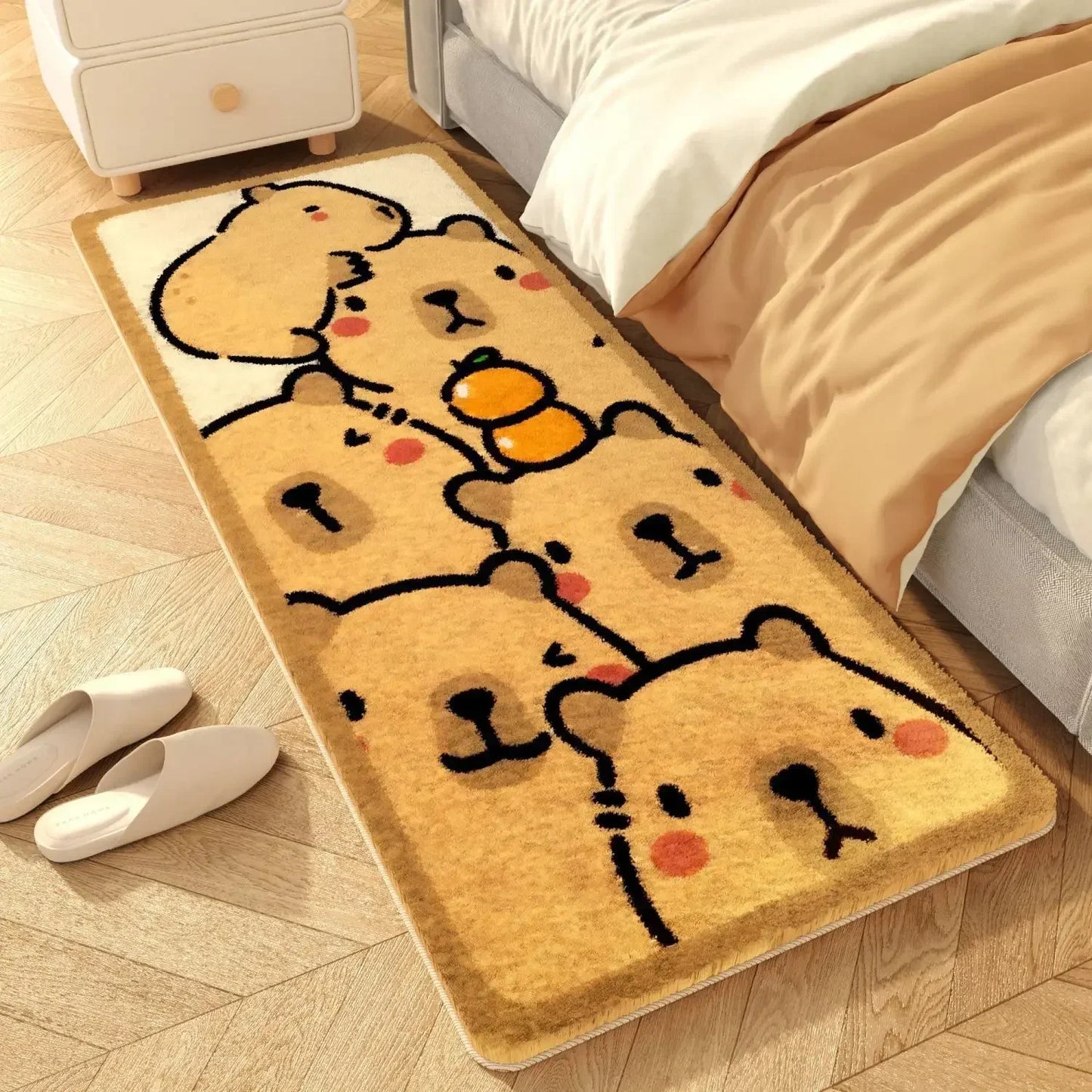 Cute Capybara Cashmere Bedside Rug