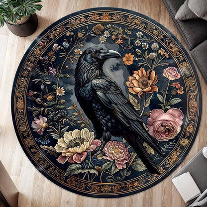 Boho Cockatoo Floral Round Rug