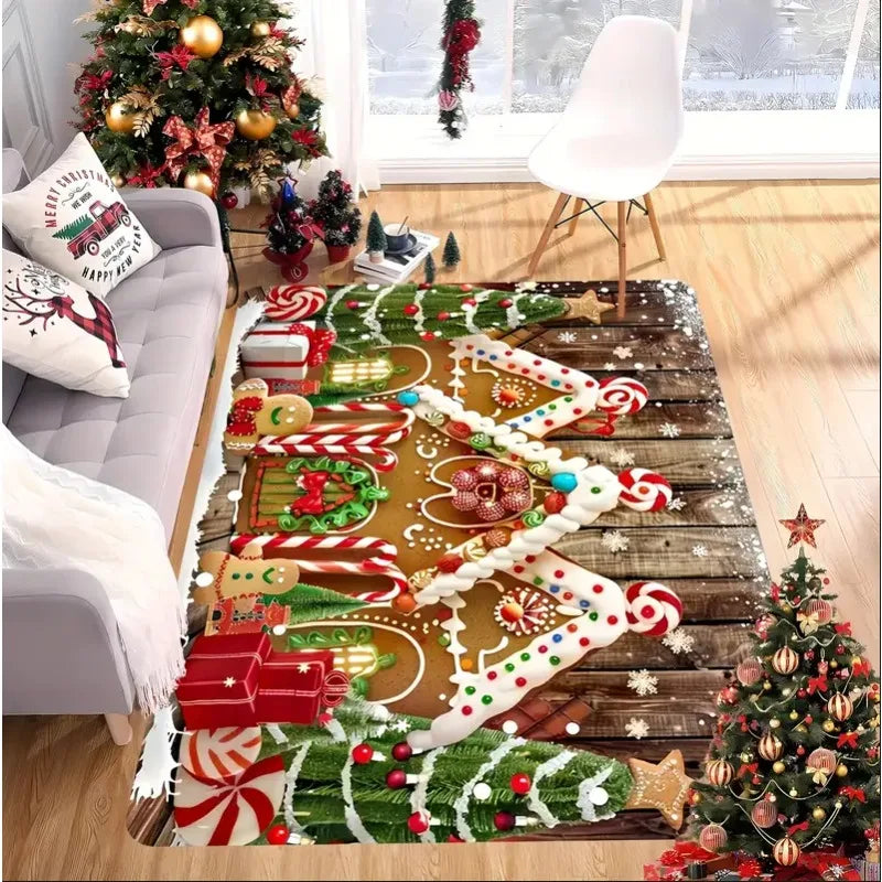 Christmas house snowflake holiday area mat