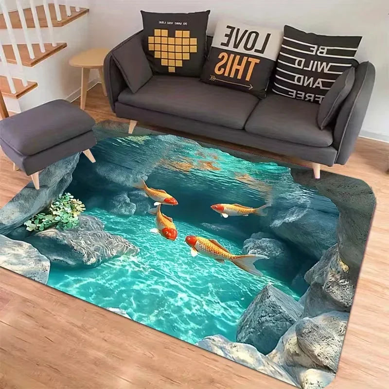 3D Koi Fish Area Rug