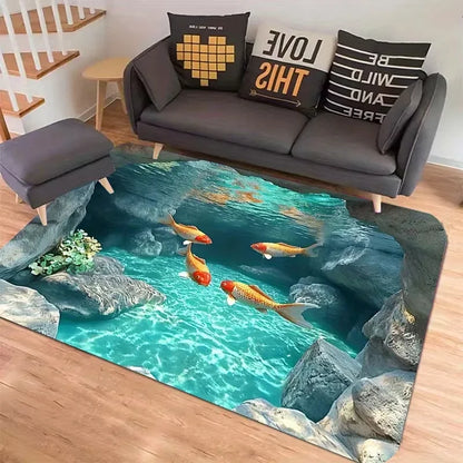 3D Koi Fish Area Rug