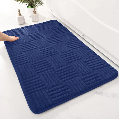 Thickened Striped Cotton Velvet Bathroom Floor Mat Solid Color Non-Slip Absorbent Bedroom Entrance Carpet