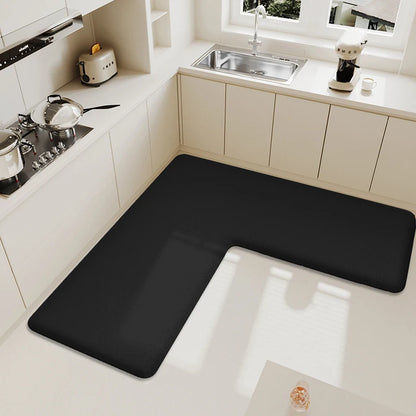 Thickened L-Shaped Kitchen Floor Mat Flannel Absorbent Oil-Resistant Non-Slip Soft Carpet