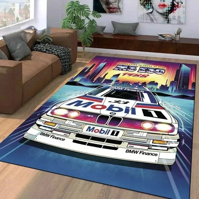 Racing Car Pattern Washable Area Rug