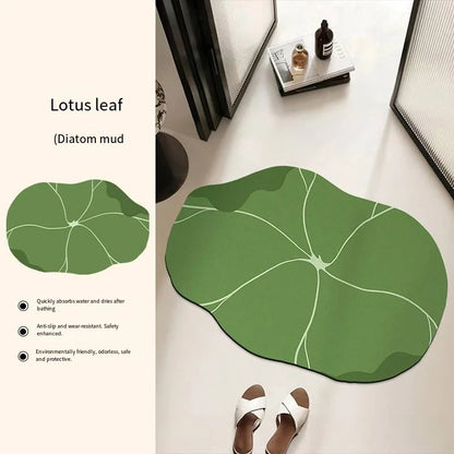 VIKAMA Green Leaf Absorbent Non-Slip Bathroom Mat