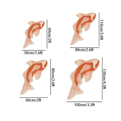 VIKAMA Koi Fish Shaped Non-Slip Washable Area Rug