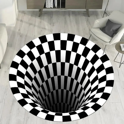 3D vortex optical illusion round rug