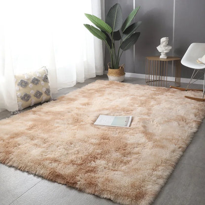 Fluffy Plush Sofa & Coffee Table Area Rug