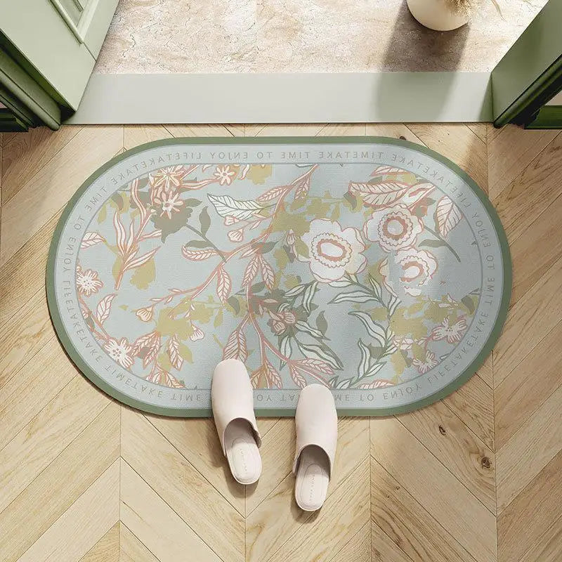 Light Luxury European Floral Bathroom Absorbent Diatom Mud Non-slip Floor Mat Door Mat