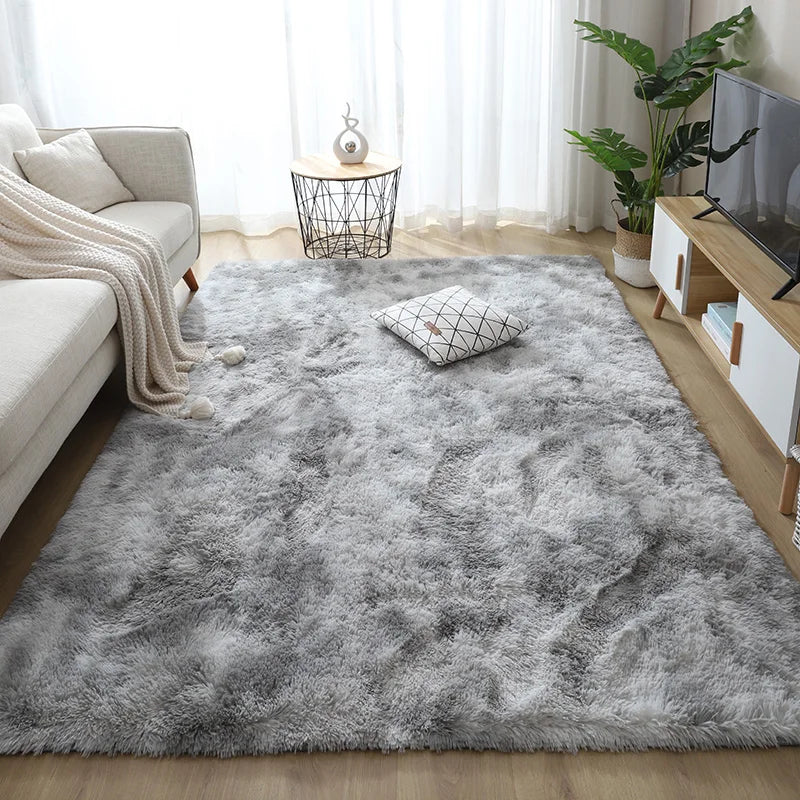 Fluffy plush living room area rug
