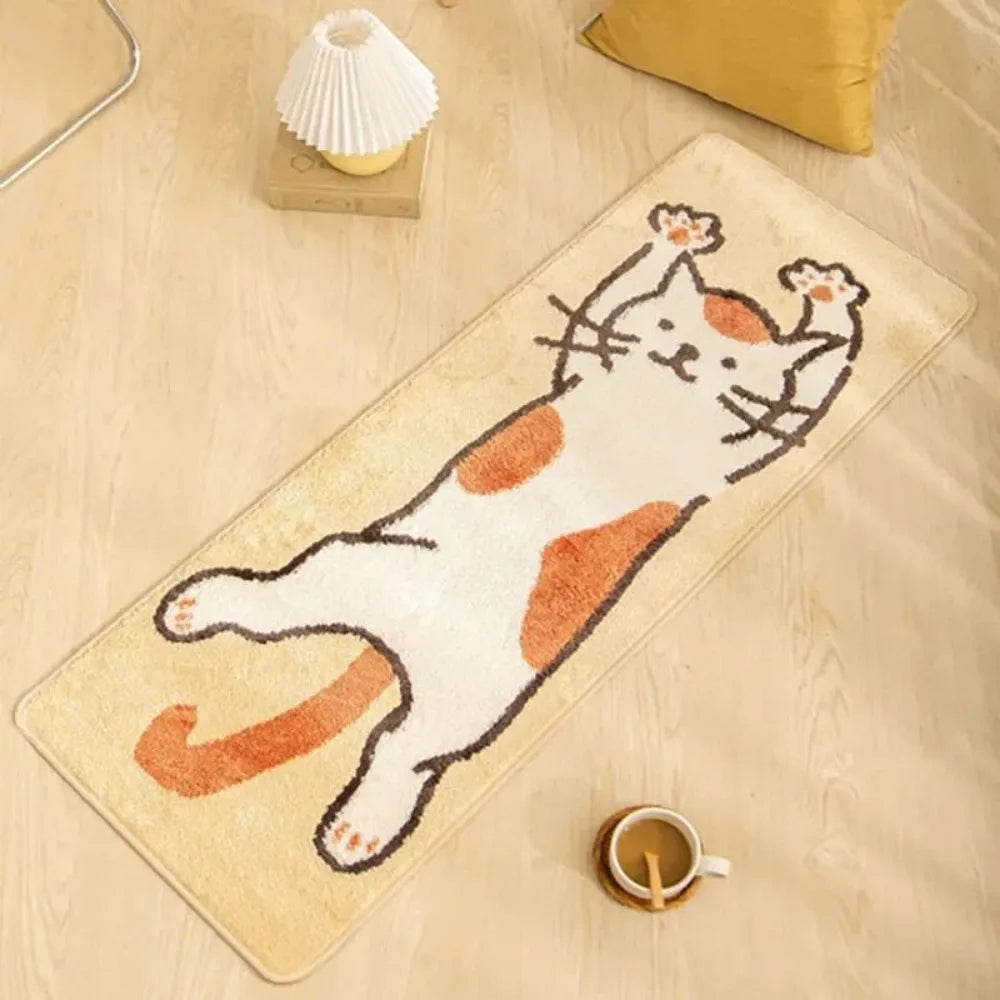 VIKAMA Cartoon Cat Rug Soft Warm Bedroom Hallway Bedside Carpet Home Decor