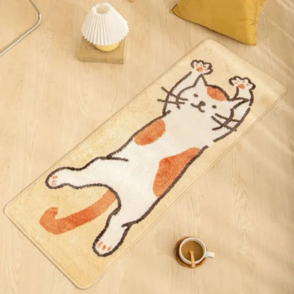 VIKAMA Cartoon Cat Rug Soft Warm Bedroom Hallway Bedside Carpet Home Decor