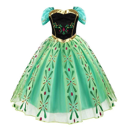 Disney Frozen Elsa Anna Mesh Ball Gown Costume Dress For Girls