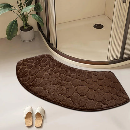 3D Cobblestone Velvet Bath Mat Non-Slip Absorbent Quick-Dry Washable Bathroom Door Rug
