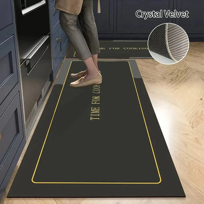 Non-Slip Kitchen Mat Long Crystal Velvet Rug Absorbent Foot Mat Bedroom Living Room Doormat Small Carpet Home Decor
