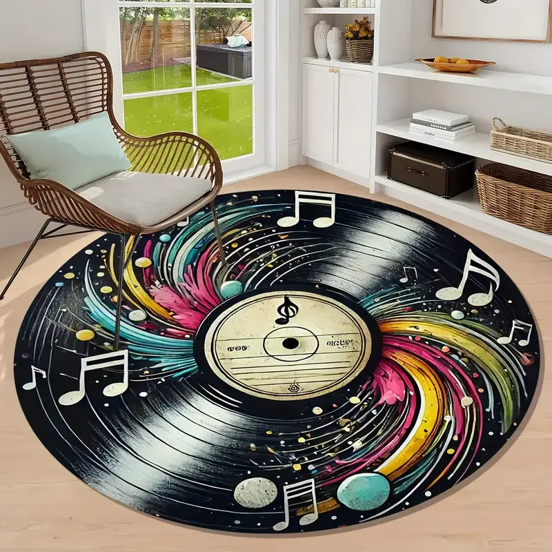 VIKAMA Retro Vinyl Record Non-Slip Rug
