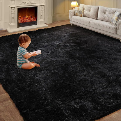 VIKAMA Tie-Dye Plush Carpet Soft Fluffy Non-Slip Kids Room Crawling Mat