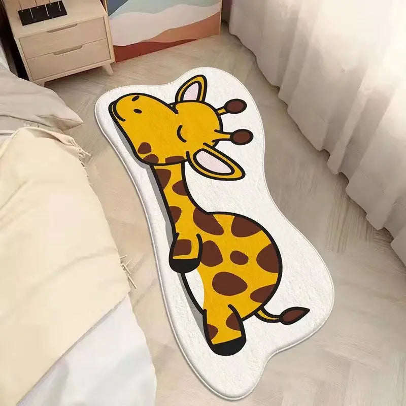 Faux Cashmere Cartoon Pet Rug Non-Slip Washable Bedroom Mat