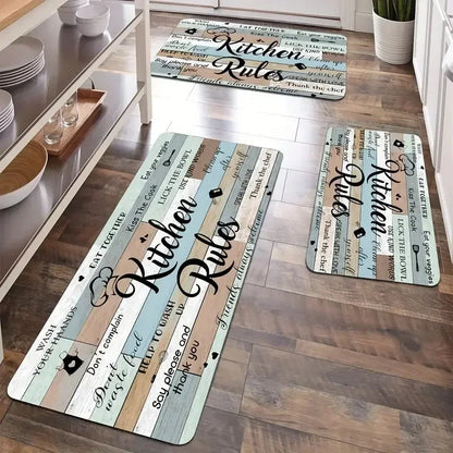 VIKAMA Modern Printed Kitchen Floor Mat Washable Non-Slip Laundry Corridor Entrance Carpet