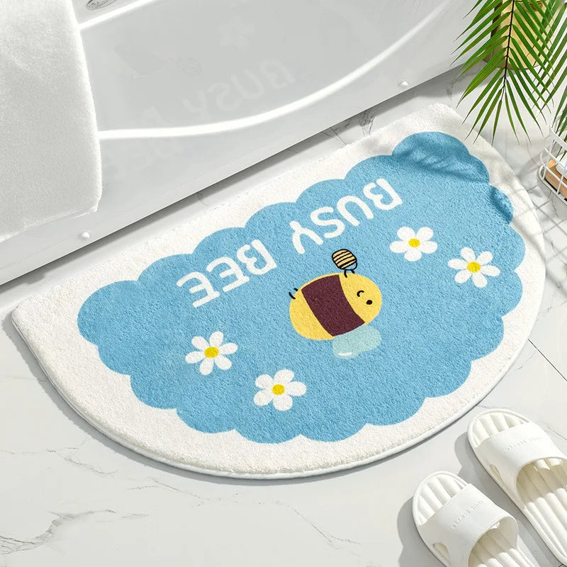 Soft Floral Absorbent Non-Slip Floor Mat